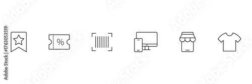  E-commerce line Icons. B2C web line icons. Business to customer service, retail, digital marketing, direct sales, customer experience, online store and more.