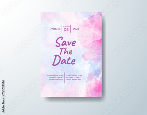 Watercolor wedding invitation card