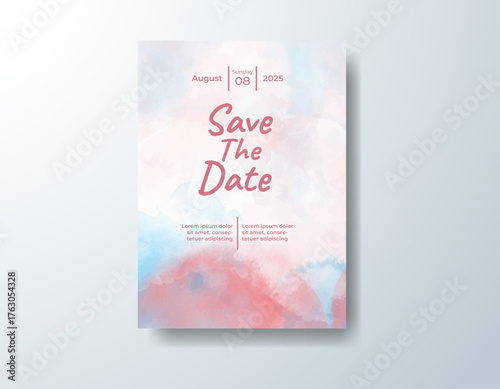 Watercolor wedding invitation card