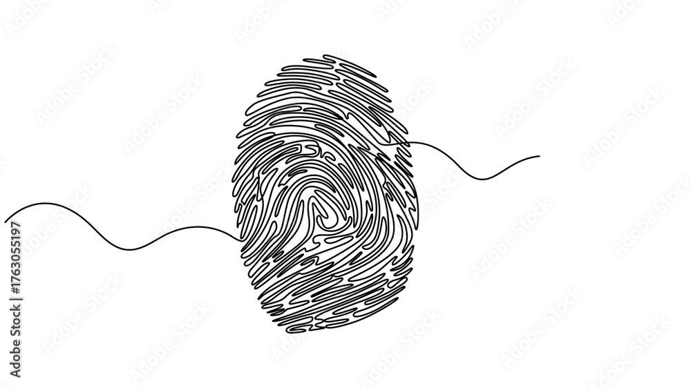 Fingerprint Tutorial Drawing human fingerprint animation continuous one line drawing, Linear drawing ...