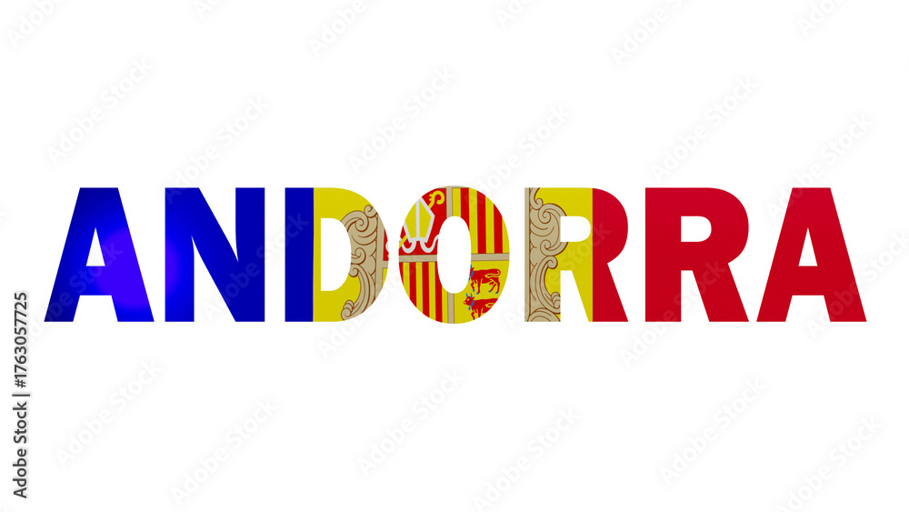 Fototapeta premium Andorra Text With Flag Isolated On Transparent PNG Background 