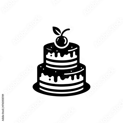 Black and White Cake Icon