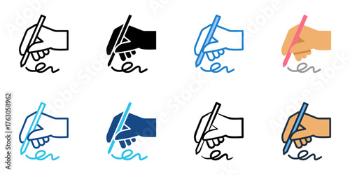 Autograph signing icon set multiple style collection 
