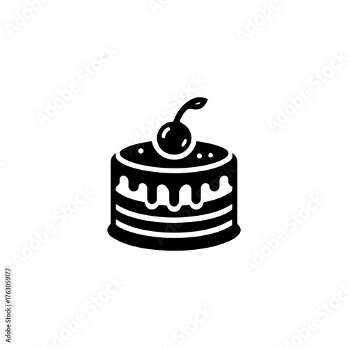Black and White Cake Icon