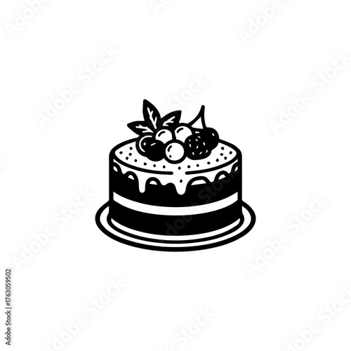 Black and White Cake Icon