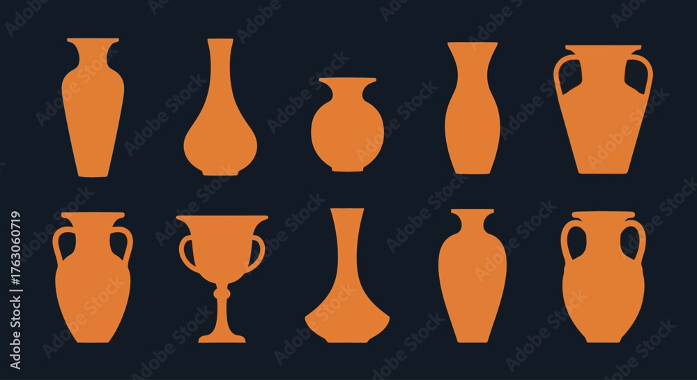 Tableau sur toile An elegant collection of classical pottery silhouettes, showcasing various forms