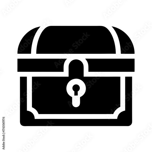 Treasure chest with lock symbol silhouette secure storage concept vector with white background