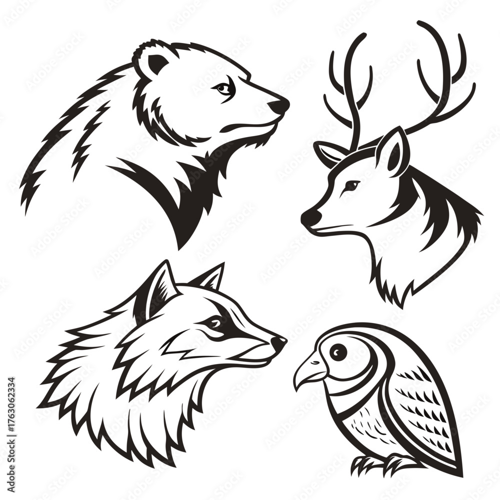 Obraz premium Wild animal head in black and white