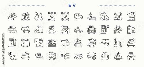 Evaluation icon collection. Research icon set. Minimal icons collection. Contain linear symbols inspection, inspector, inspect, check and more. Vector illustration.
