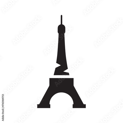 Elegant Black Tower Emblem Inspired by French Architectural Beauty