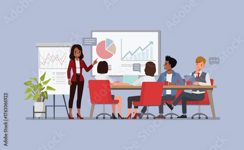 Business meeting office scene character vector illustration design.