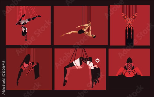 tied up hanging beautiful shibari models