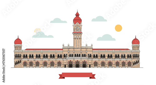 Architectural Marvel - A Detailed Depiction of a Grand Building.