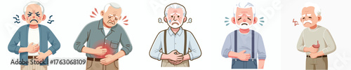 half body a grandfather has a stomach ache