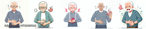 half body a grandfather has a stomach ache