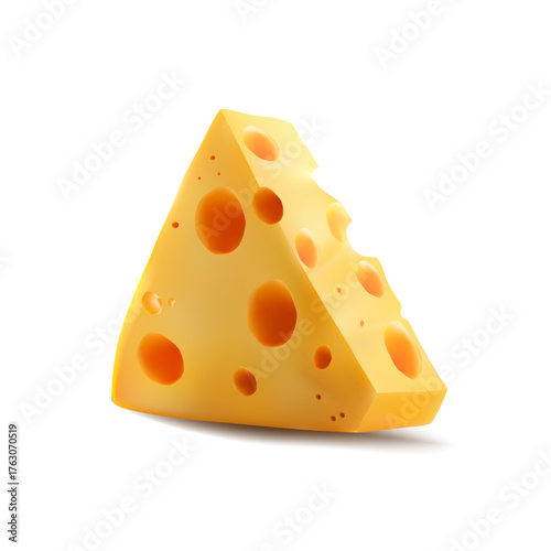 Wallpaper Mural A realistic piece of cheese with large holes on a white background. Torontodigital.ca