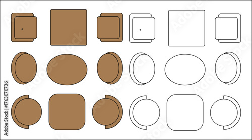 table and chair seat plan vector top view, office, room, restaurent,hotel, furniture vector seat plan for rel estate and architect plan