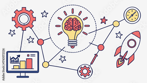 Innovative brainstorming and idea generation flowchart for business growth