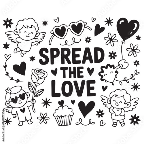 Hand Drawn Love and Romance Sketch Set