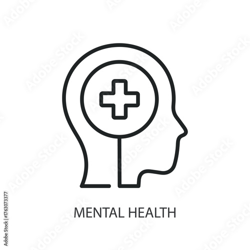 Mental health thin line vector icons.
