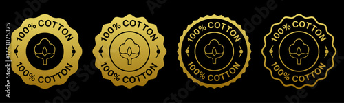Gold Cotton Label Badges Set Luxury Fabric Quality Design
