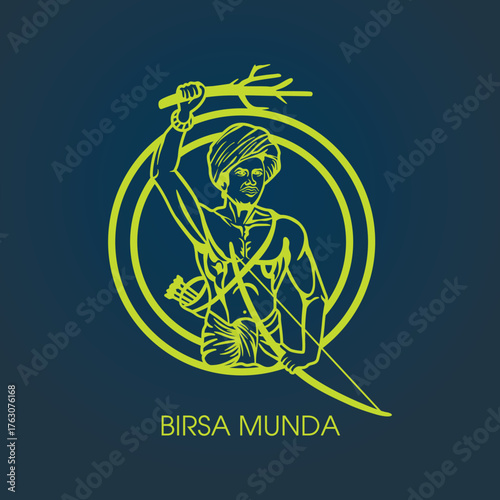 Birsa Munda (Dharti Aaba) - Indian Tribal Leader Illustration