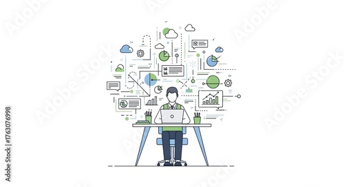 Businessman and woman characters vector illustration concept of work success and funny business idea