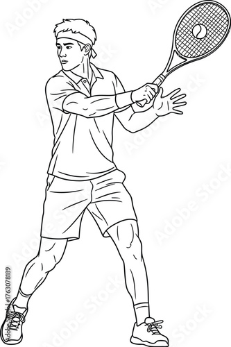 Tennis player silhouette swinging racket sport athlete