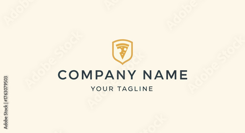 Elegant golden shield logo with letter F for company branding.