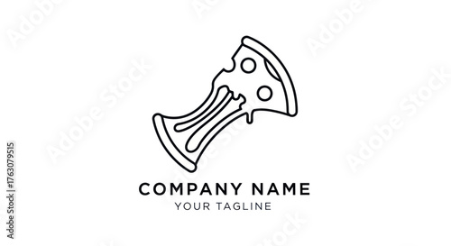 Minimalist Pizza Slice Logo Design with Dripping Cheese.