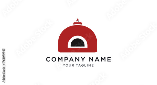 Red Pizza Oven Logo Design.