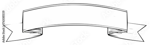 Curved empty ribbon outline for message or headline design
