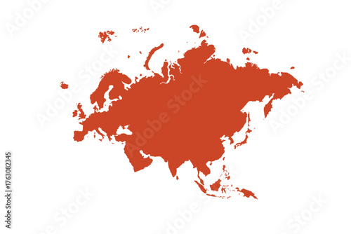 Map of Eurasia, sign silhouette. World Map Globe. Vector Illustration isolated on transparent background. Europe and Asia continent.