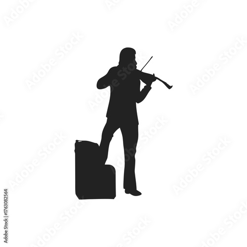 street musicians performing silhouette