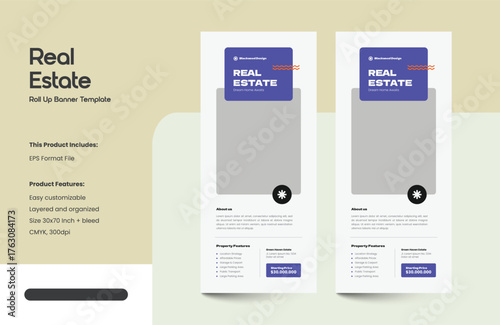 Clean, Modern and Professional Real Estate Roll-up Banner Template