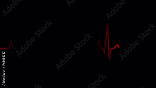 Dramatic heartbeat flatline animation featuring a glowing red ECG pulse fading into silence. Perfect for cinematic scenes, emotional storytelling, medical intros, or tension-filled moments in film and