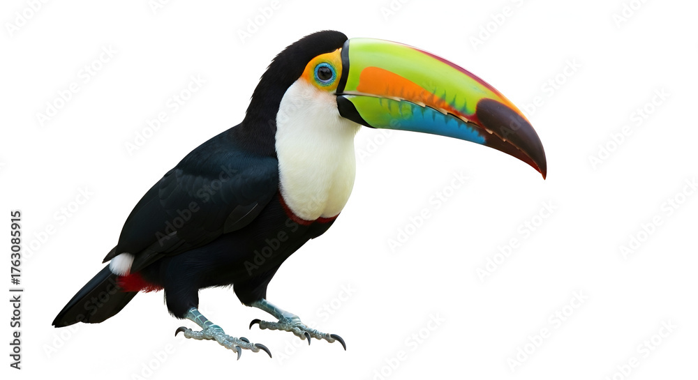 Obraz premium Vibrant Toucan with Colorful Beak – Tropical Bird for Wildlife, Education or Jungle Design
