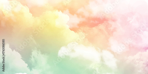 beauty abstract sweet pastel soft pink and blue with fluffy clouds on sky. multi color rainbow image. fantasy growing light. Sky and cloud background with a pastel colored. 