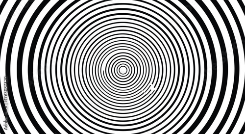A mesmerizing optical illusion featuring concentric circles of alternating black and white bands pattern