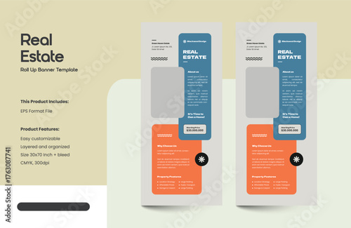 Clean, Modern and Professional Real Estate Roll-up Banner Template