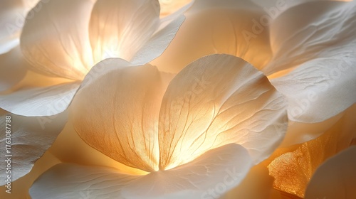 Soft, glowing petals create a warm, ethereal abstract background of light