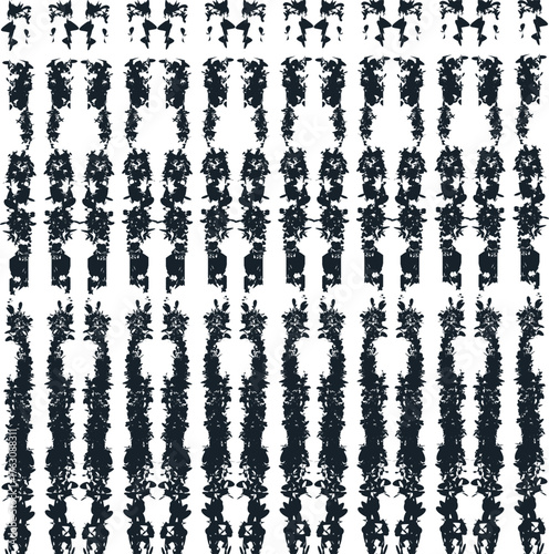 Symmetrical vertical patterned dirty pillars.