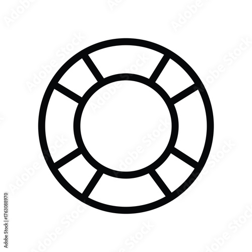 Lifesaver ring line icon, minimal marine safety and rescue vector illustration