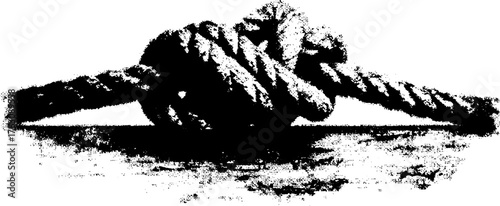 Black and white halftone illustration of rope tied in knot for design