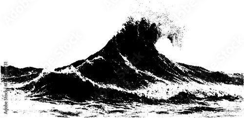 Vintage black and white halftone sea foam texture for artistic design