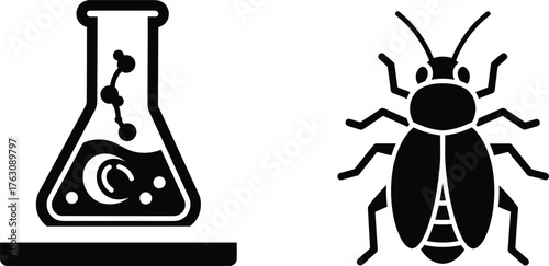 Abstract symbols representing science chemistry and insect pest control solutions vector