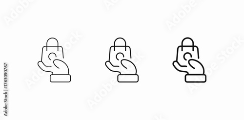hand hold shopping icon sign vector