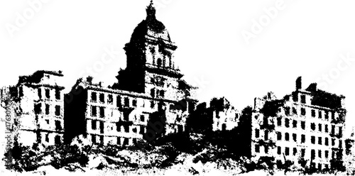 Black and white urban sticker design with halftone gritty effect