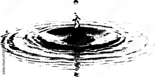 Abstract water ripple reflection in black and white halftone effect