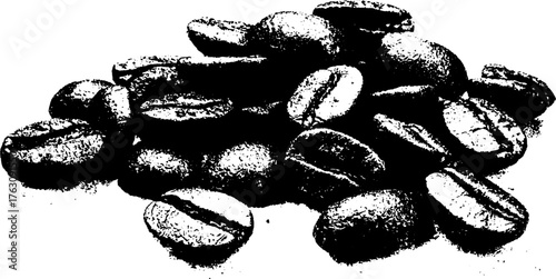 Black and white halftone coffee beans art for print design